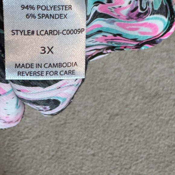 dear scarlett Floral Open Kimono, Size 3X, NWT, Paisley Floral w/ hot pink - Picture 7 of 9